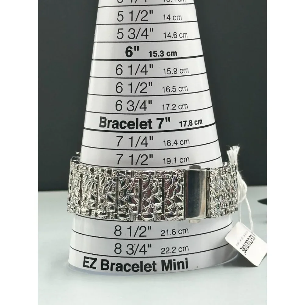 Ice Star Watch Men Silver Tone Nugget 43MM Round New Battery 8.5 Inch